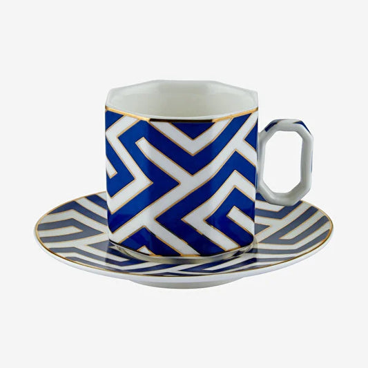Mavi Porselen Kahve Fincan Seti 90 ml Ravello Collection by Chiara Alessi
