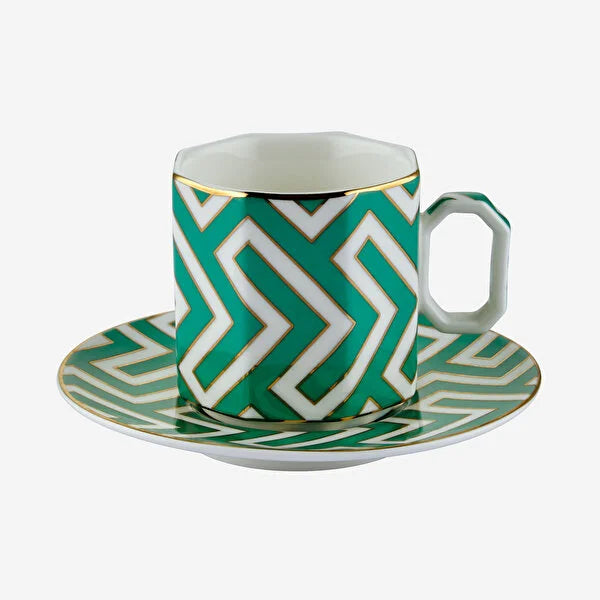 Yeşil Porselen Kahve Fincan Seti 90 ml Ravello Collection by Chiara Alessi
