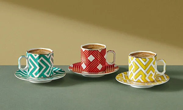 Yeşil Porselen Kahve Fincan Seti 90 ml Ravello Collection by Chiara Alessi