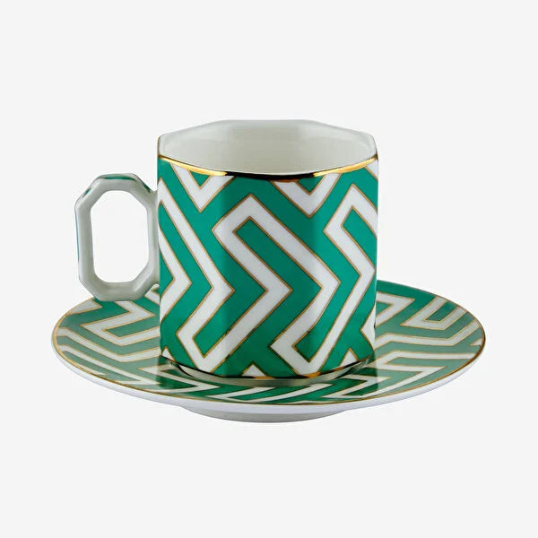 Yeşil Porselen Kahve Fincan Seti 90 ml Ravello Collection by Chiara Alessi