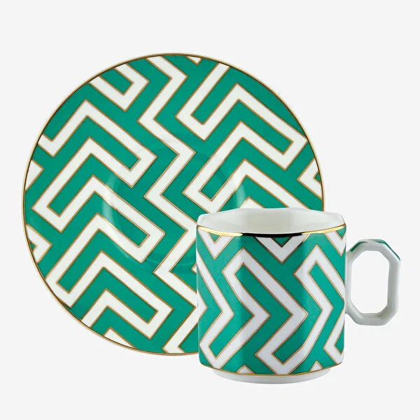 Yeşil Porselen Kahve Fincan Seti 90 ml Ravello Collection by Chiara Alessi