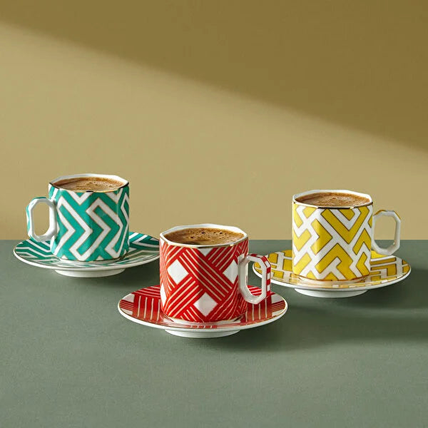 Kırmızı Porselen Kahve Fincan Seti 90 ml Ravello Collection by Chiara Alessi