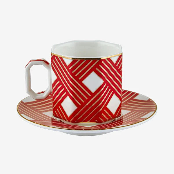 Kırmızı Porselen Kahve Fincan Seti 90 ml Ravello Collection by Chiara Alessi