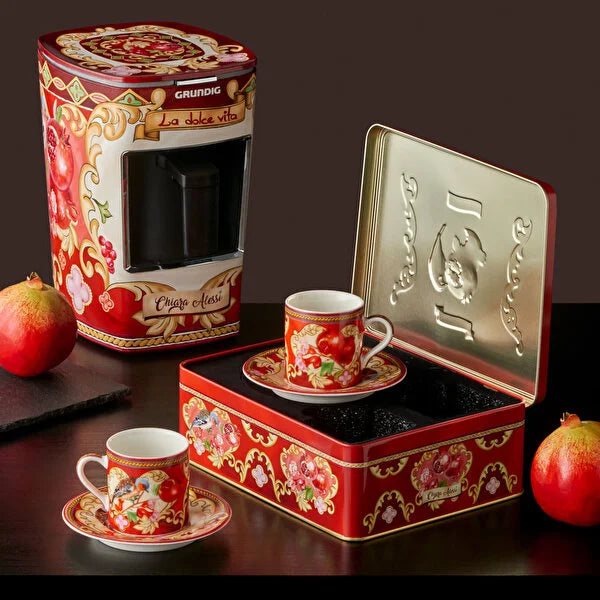 Kırmızı Porselen Kahve Fincan Seti 120 Ml Capri Collection by Chiara Alessi