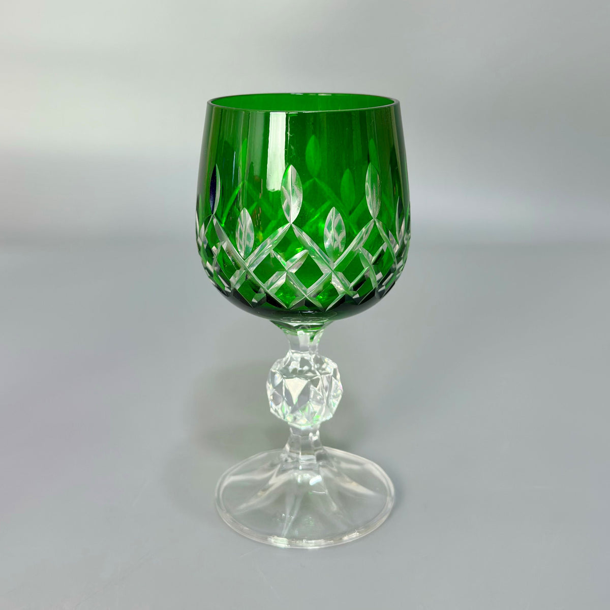 Renkli El Kesim Kristal Kahve Yanı Kadeh / Yeşil