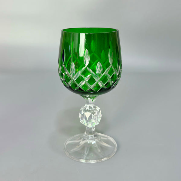 Renkli El Kesim Kristal Kahve Yanı Kadeh / Yeşil