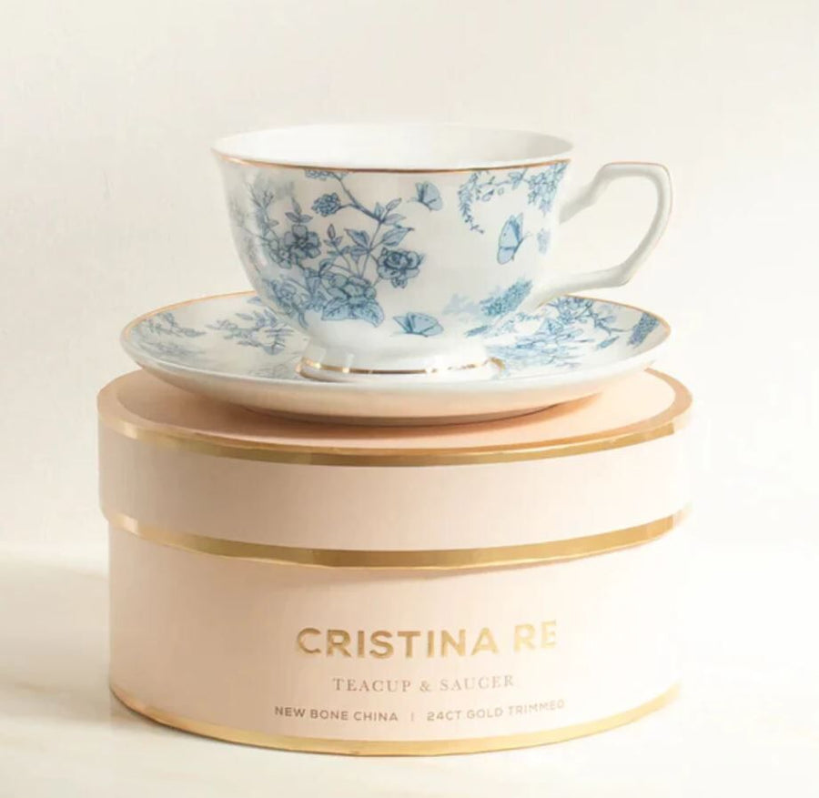 Teacup & Saucer French Toile