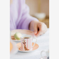 Yvonne Ellen Animals Pembe Porselen Kahve Fincan Seti 90 ml