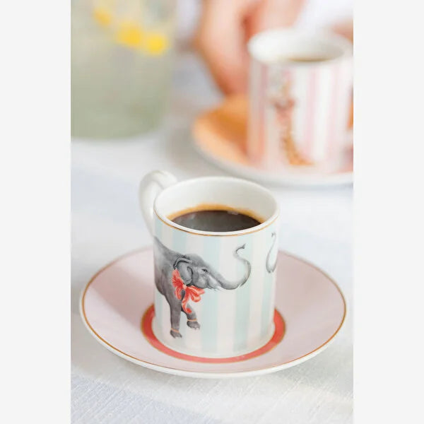 Yvonne Ellen Animals Pembe Porselen Kahve Fincan Seti 90 ml